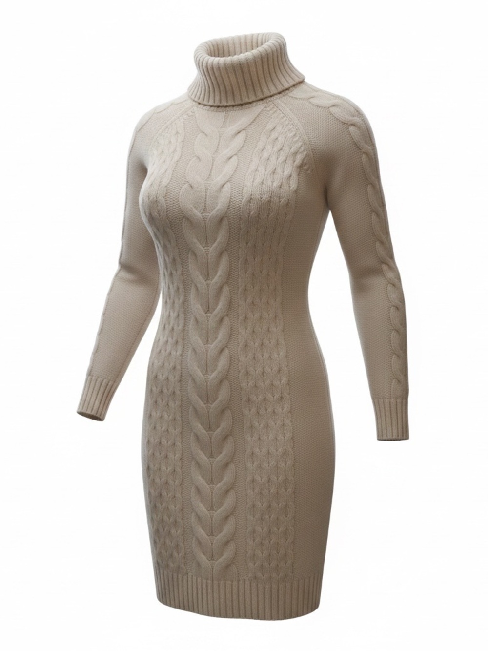 Banana Republic Cream Cable-Arm Turtleneck Sweater Dress